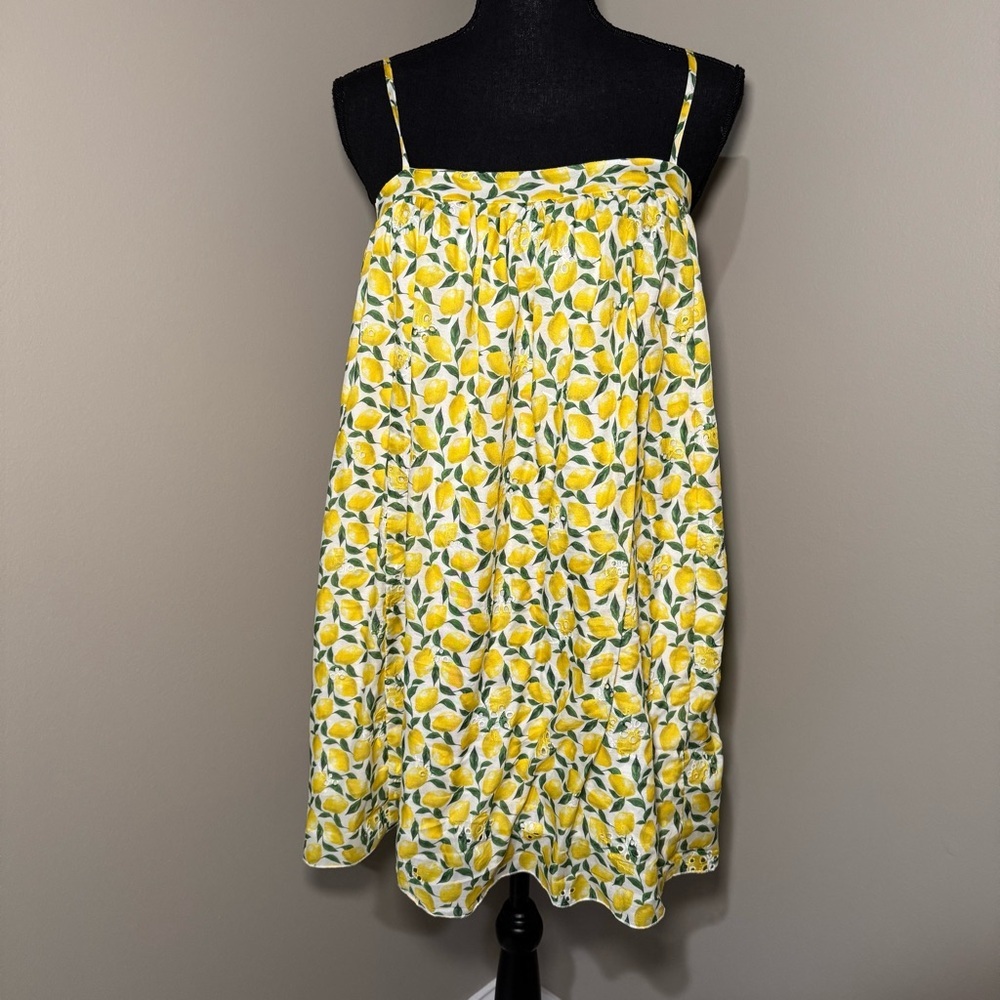 Gianni Bini lemon Benny Babydoll dress size XS Eyelet Mini